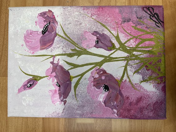 Pink Poppies on a Triptych