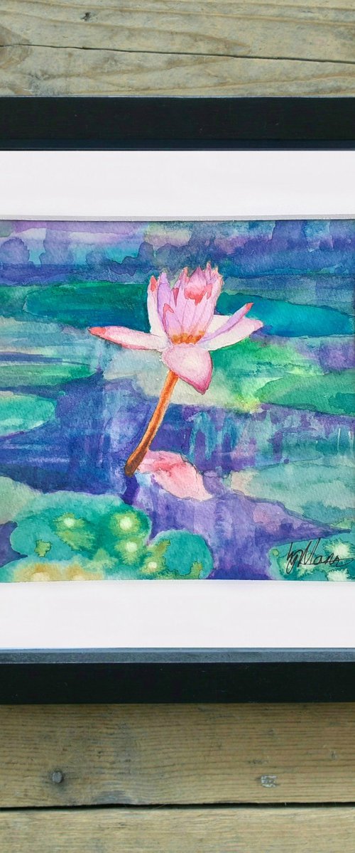 Lily - mounted watercolour, small gift idea by Lisa Mann