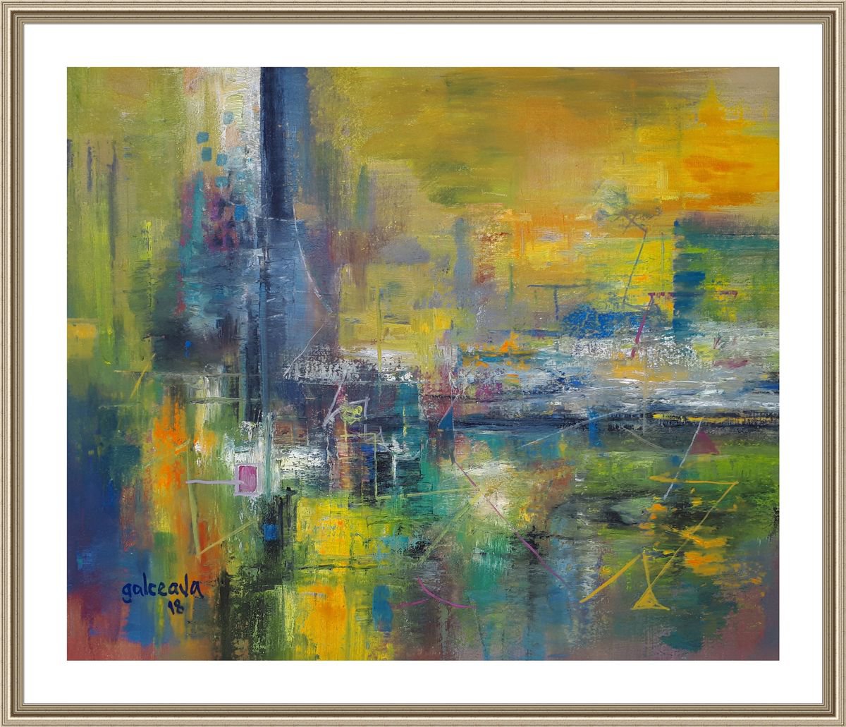 Transcendent Light, modern abstract painting, oil canvas, original art painting, 50x60 cm by Constantin Galceava