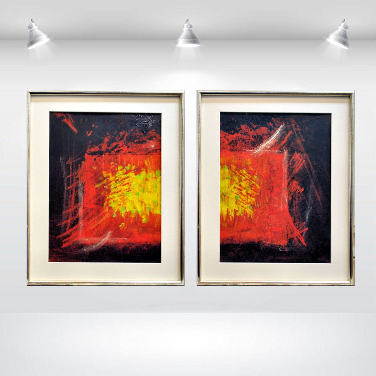 Abstract Acrylic Painting By Edelgard Schroer, 33 X 20, Inferno Dialogue, Original Artwork