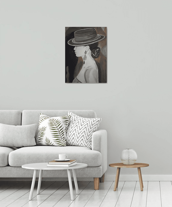 Woman with a hat / 70 x 52 cm