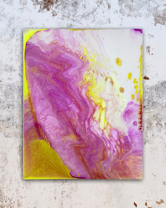 "Replicate With Me" - Original Abstract PMS Fluid Acrylic Painting Coated with Resin on Canvas - 16 x 20 inches