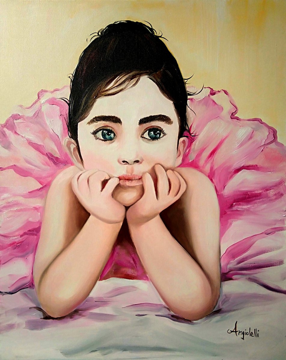 Photorealistic Portrait Oil Painting By Anna Rita Angiolelli, 16 X 20, Little Star, Original Artwork