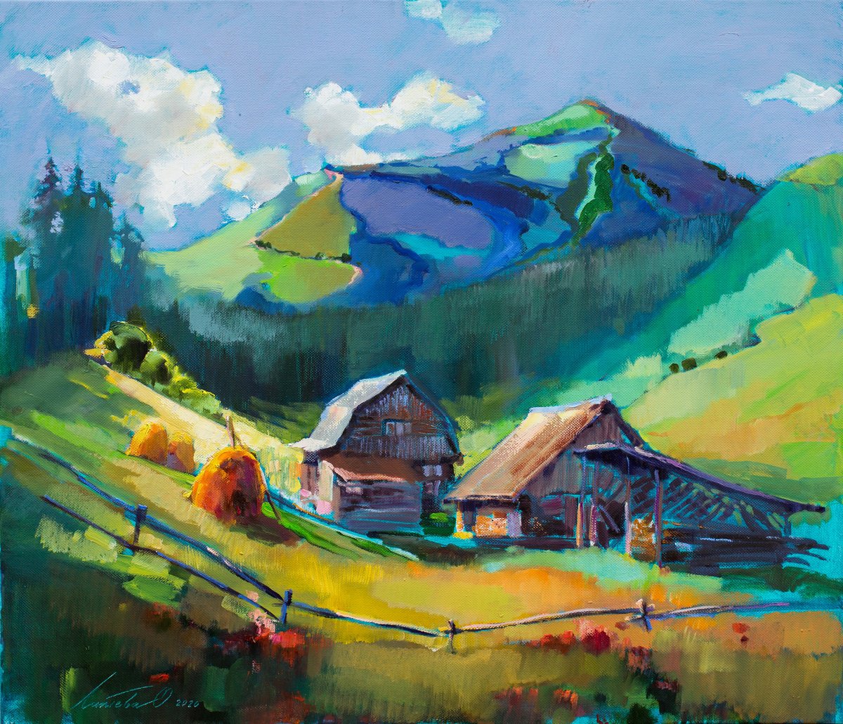 Painting , Summer In The Mountains By Olha Laptieva, 28 X 24, Artwork For Sale On Artfinder