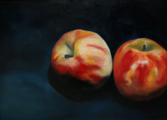 Still Life Oil Painting -Two Apples (ii)