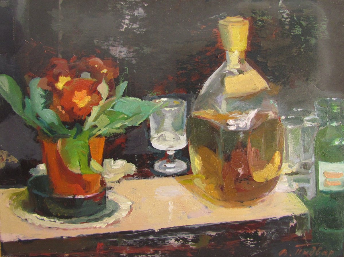 Impressionistic Still Life Oil Painting By Viktoriia Pidvarchan, 9 X 7", Still Life With Flowers, Original Artwork