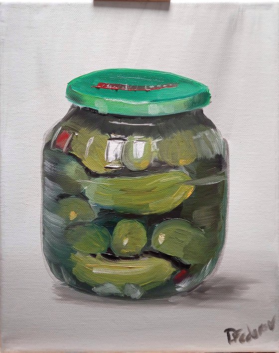 Pickled cucumbers in the glass jar v2