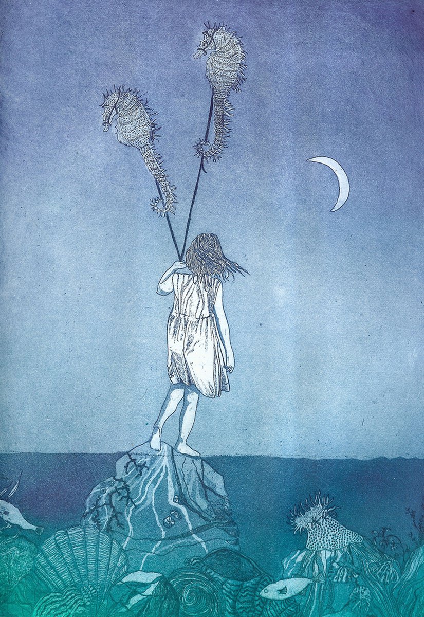 Illustrative Animal Etchings & Engravings By Jane Daniell, 9 X 12, Riding High 1, Original Artwork