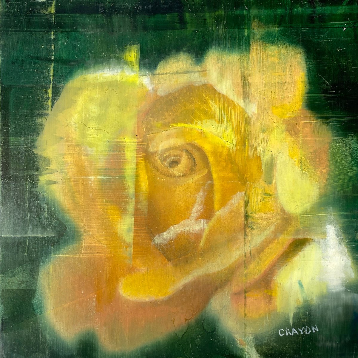 Yellow Rose - 10x10 inch 25x25 cm by Dennis Crayon