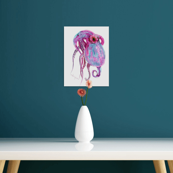 Turquoise Pink Octopus