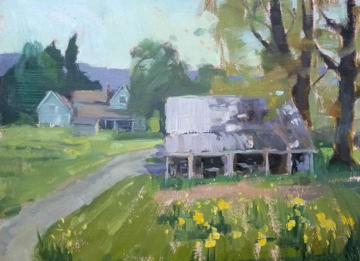Impressionistic Landscape Oil Painting By Kristina Sellers, 16 X 12", At Quackenbush Farm, Original Artwork
