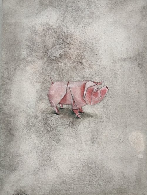 Origami oil pig by Lee Jenkinson
