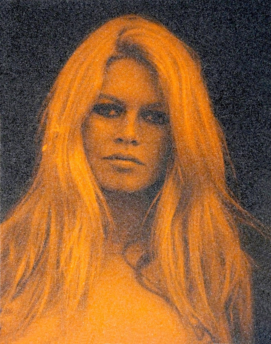Urban And Pop Portrait Screenprint By David Studwell, 23 X 29, Brigitte Bardot-Orange, Original Artwork