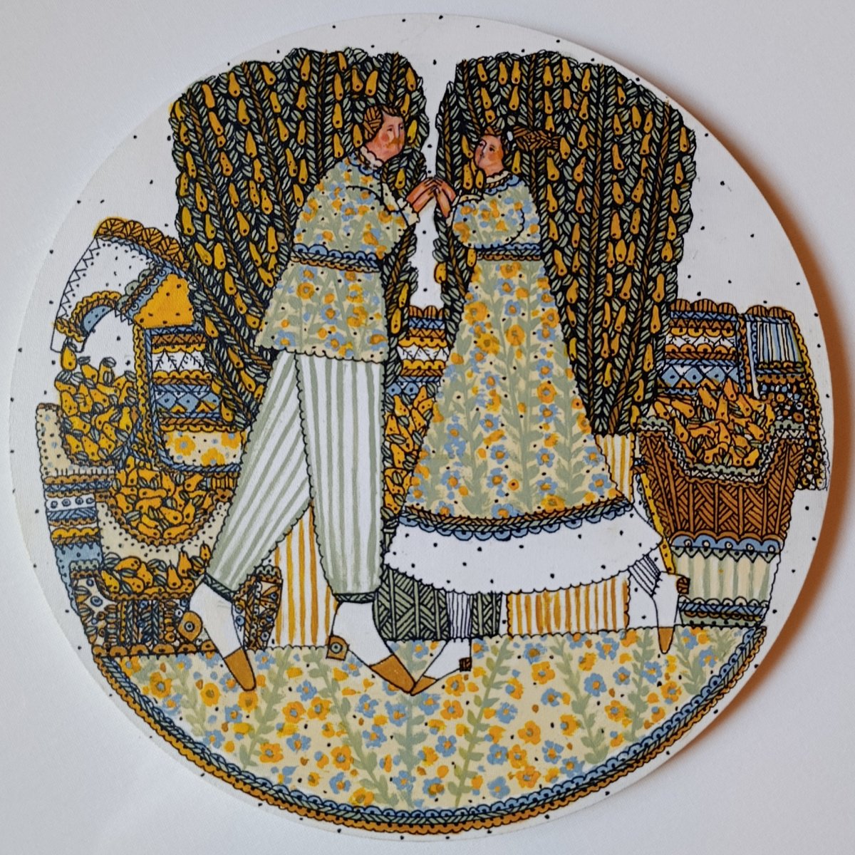 Naive Botanical Acrylic Painting By Tetiana Osadchuk, 12 X 12", Pear Orchard, Original Artwork