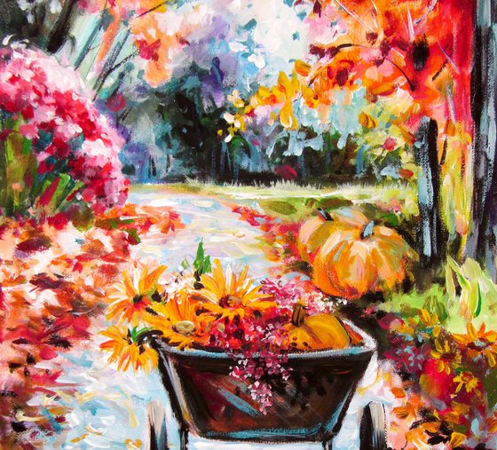 Pumpkins and flowers II