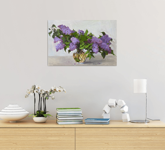 Oil Painting Still life with Lilac