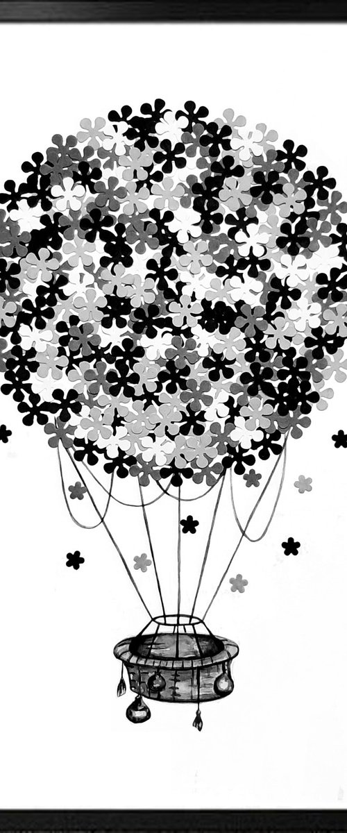 Black flower balloon by Luba Ostroushko