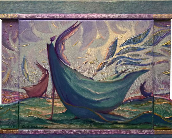 - THE ANGELS OF THE TIDES - ( framed 3D effect, Triptych)