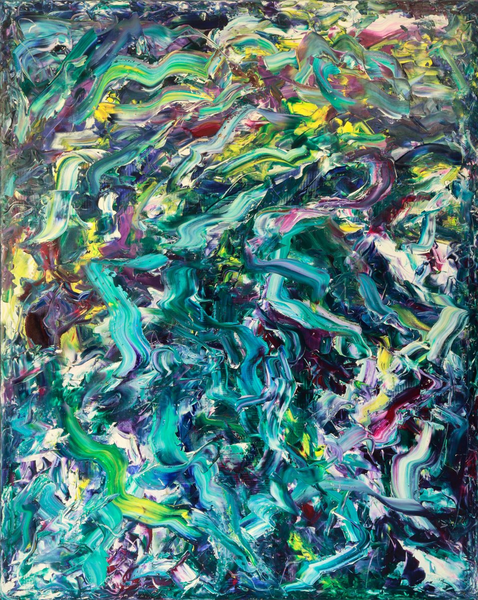 Organic Abstract Oil Painting By Simon Findlay, 63 X 79", Don