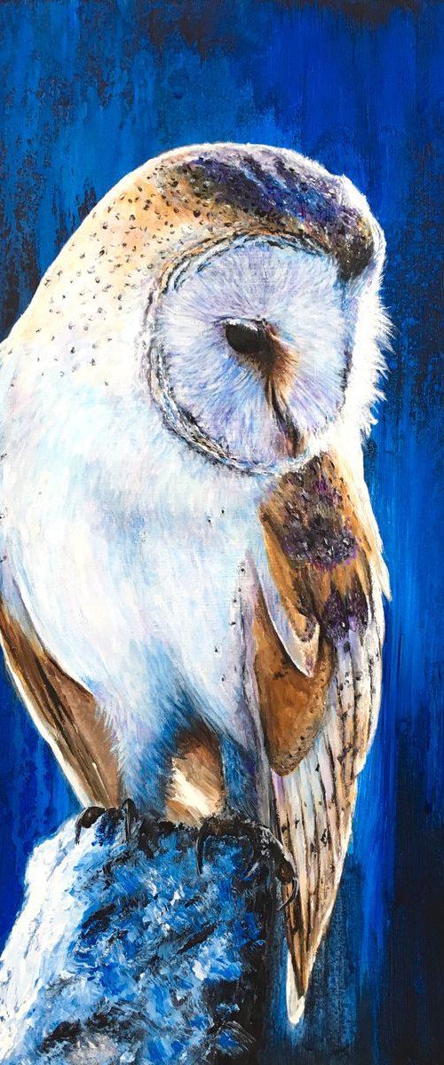 Blue Owl, original painting by Paul Hardern