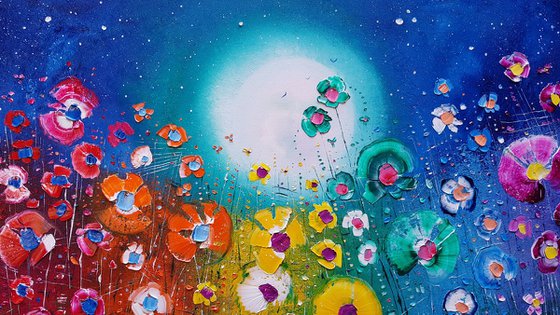 "Magic Moon & Rainbow Flowers in Love"