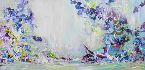Abstract Floral Landscape. Floral Garden. Abstract Tropical Forest Original Painting on Canvas. Impressionism. Modern Art by Sveta Osborne