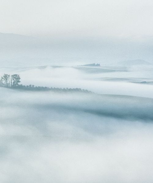 Island in the fog II. - Landscape in Tuscany - Limited edition 1 of 5 by Peter Zelei