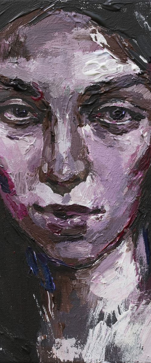 Abstract girl portrait Original acrylic painting by Anastasiia Valiulina