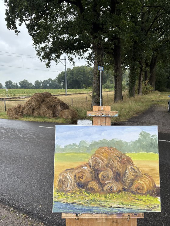 Hay bales. Plein air