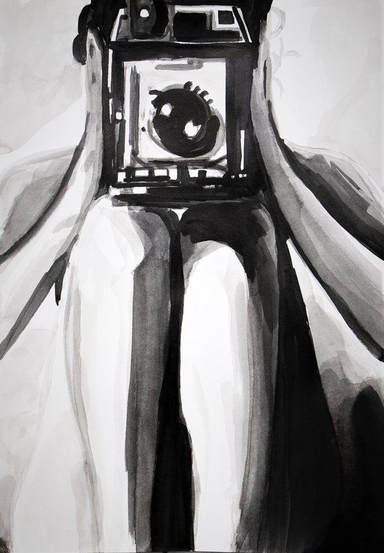 Nude with camera / 50 x 35 cm