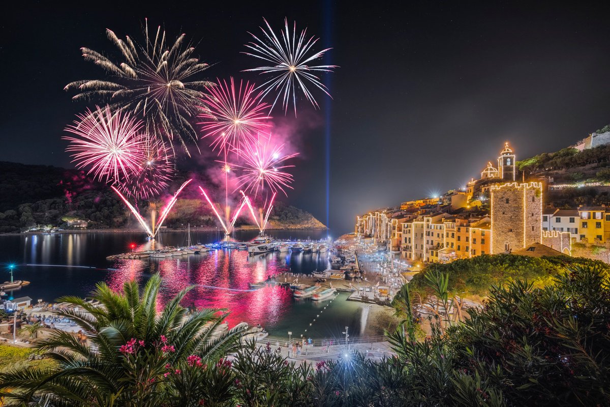 Photorealistic Landscape Photograph By Giovanni Laudicina, 31 X 21, Minaccia Bel Tempo Fireworks - Portovenere, Artfinder