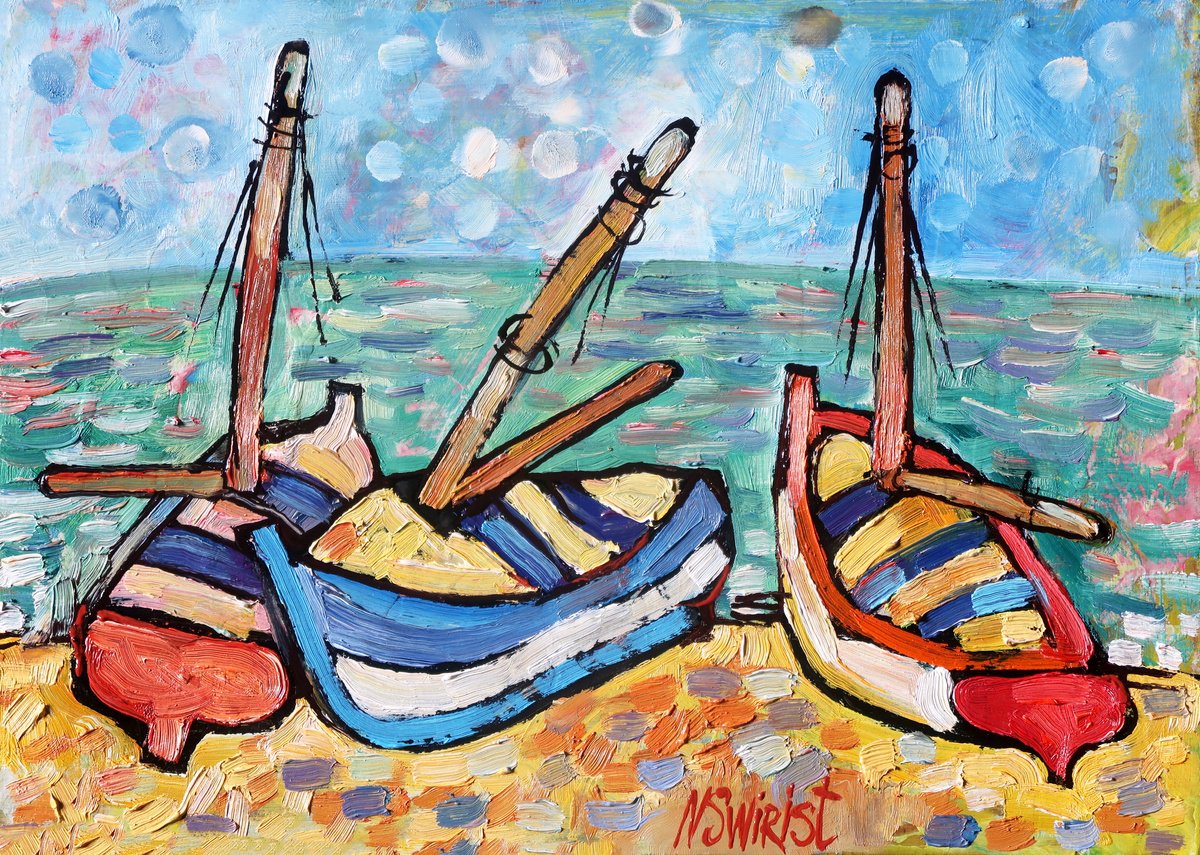 Boats and the sea.4 by Nikifor Swiristuhin