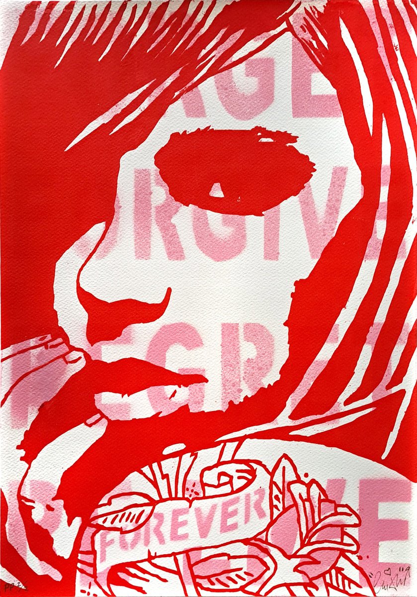 Urban And Pop Portrait Screenprint By Copyright, 14 X 20, One Rose Red (Pp), Original Artwork