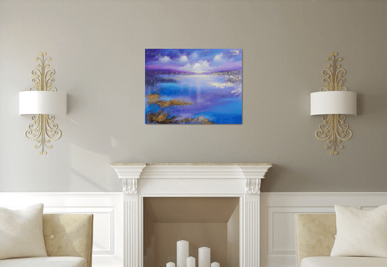 A XL large beautiful modern semi-abstract seascape painting "Miracle moment"