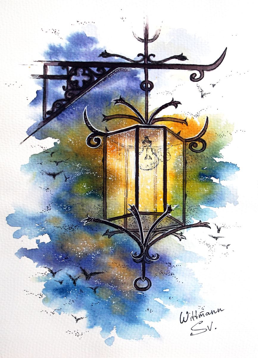 Фонарь рисунок. Фонарь акварелью. Уличный фонарь акварелью. Фонарик акварелью.