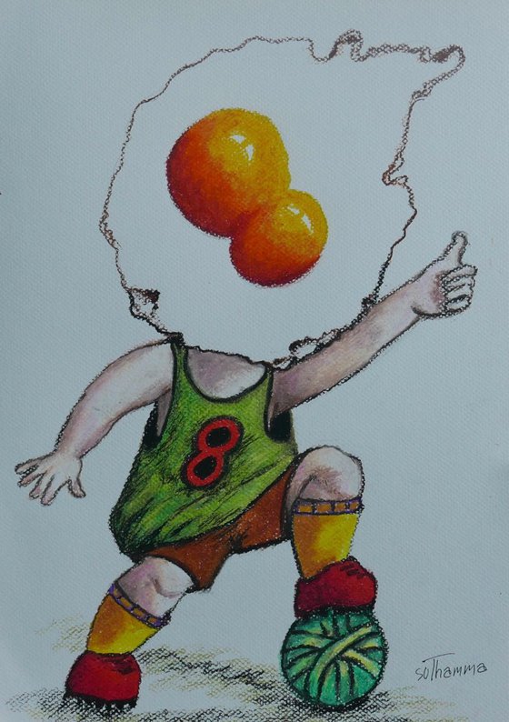Egg boy playing football