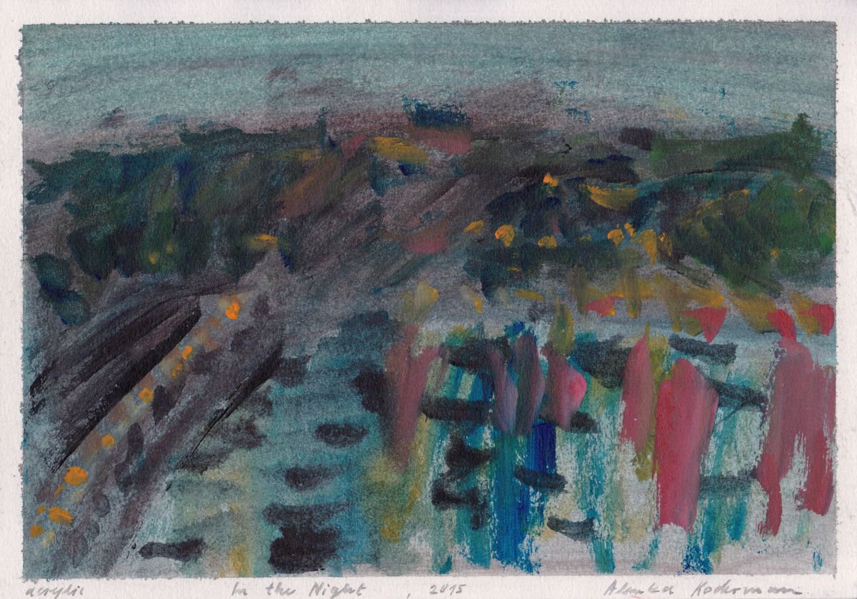 In the Night, Koper, August 2015_acrylic on paper, 20,8 x 29,6 cm by Alenka Koderman
