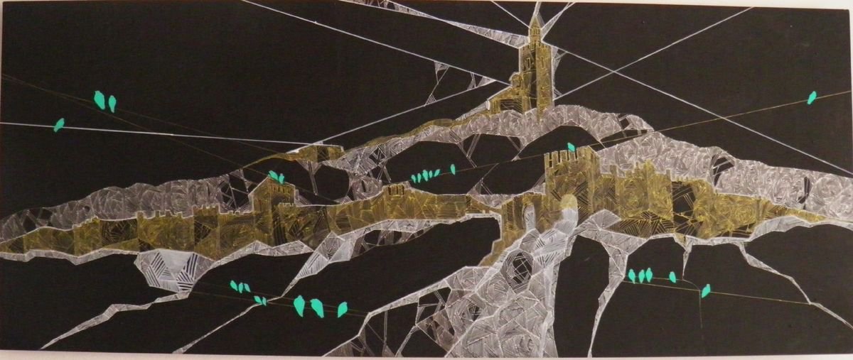 Landscape Painting By Petq Popova, 49 X 19", "Turnovgrad", Original Artwork