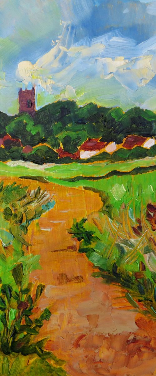 Blakeney Church from the Coastal Path by Mary Kemp