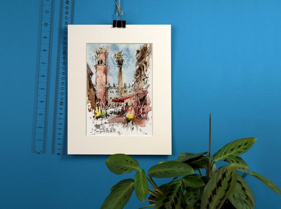 Verona Piazza Erbe Watercolor