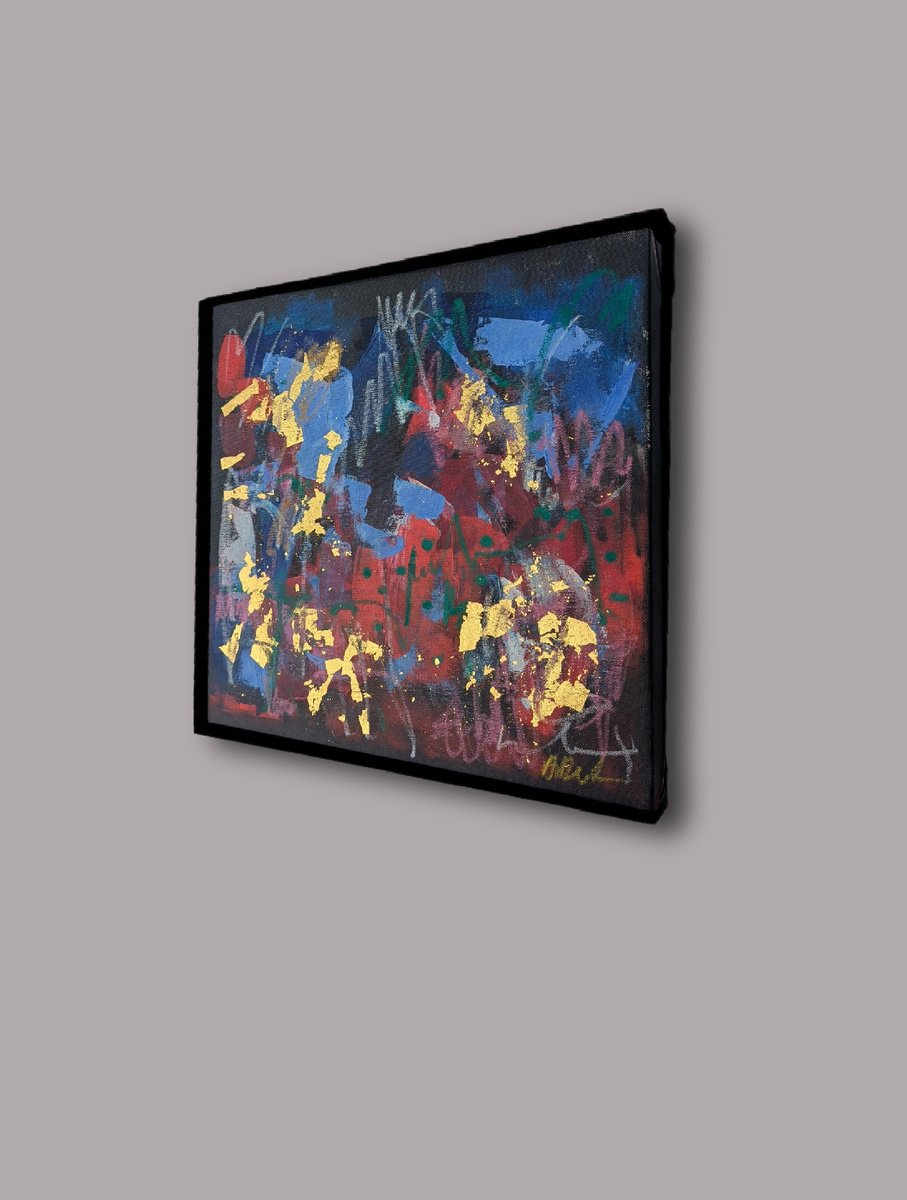 Expressive Painting , Gold Abstract N9 By Alena Kuschnereit, 16 X 16, Artwork For Sale On Artfinder