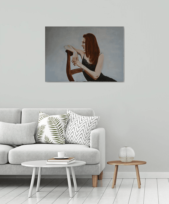 The woman in thoughts - Figurative painting  original oil painting home decor people woman girl Art Love painting Gift idea