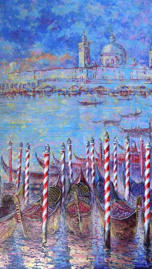 Golden Gondolas of the Venice Carnival by Rakhmet Redzhepov