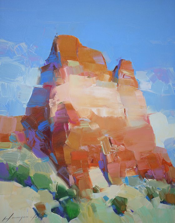 Sedona Cliff, Original oil painting, Handmade artwork, One of a kind