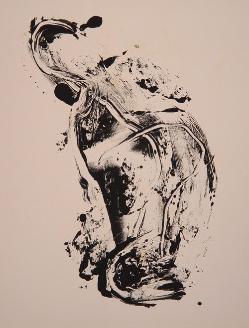 Monotype/ monoprint #3, 65x50 cm by Frederic Belaubre