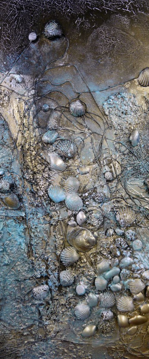On The Shore - Large 90cm x 60cm, heavily textured mixed media painting, ready to hang by Irina Rumyantseva