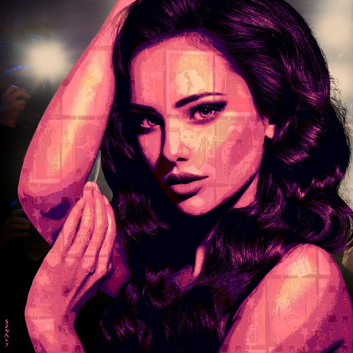 Photorealistic Portrait Giclee Print By Sonaly Gandhi, 30 X 30", Radiance In The Spotlight, Original Artwork