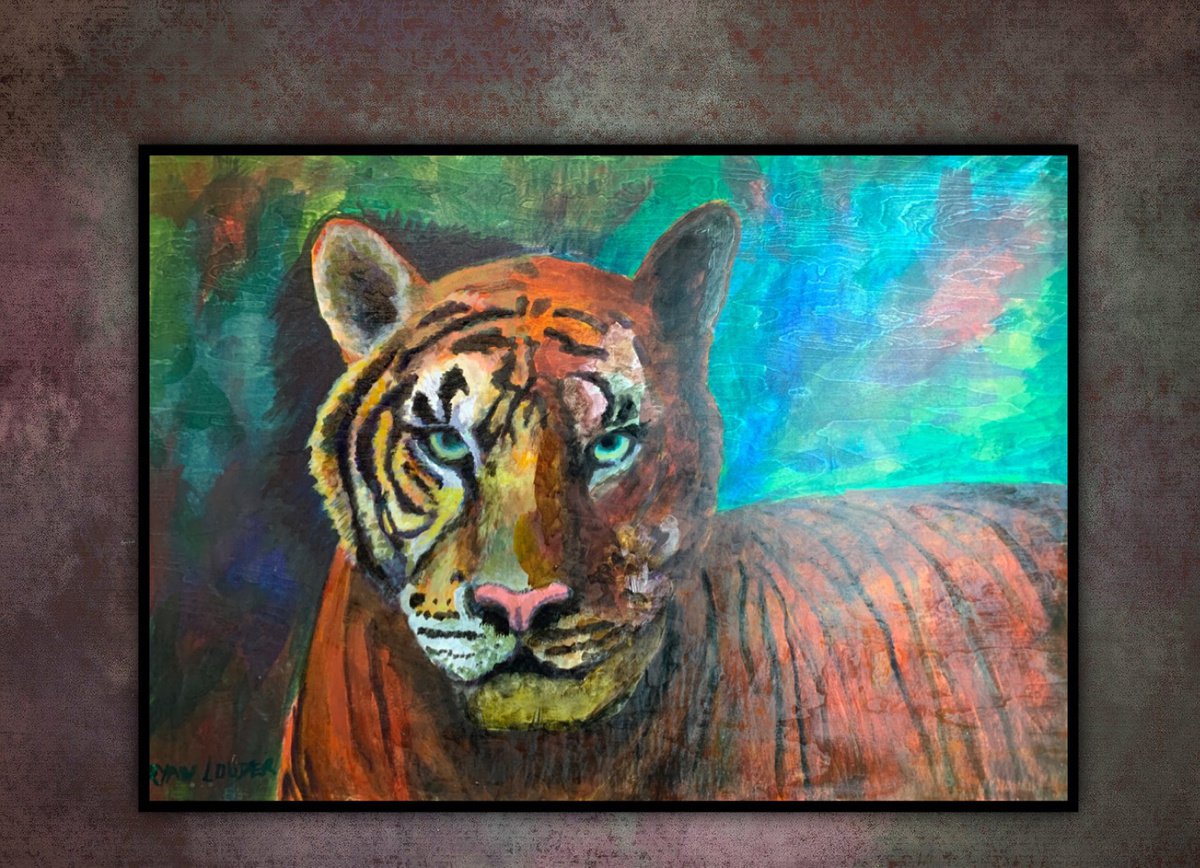 Tiger 18x24 Big Cat Painting by Ryan  Louder
