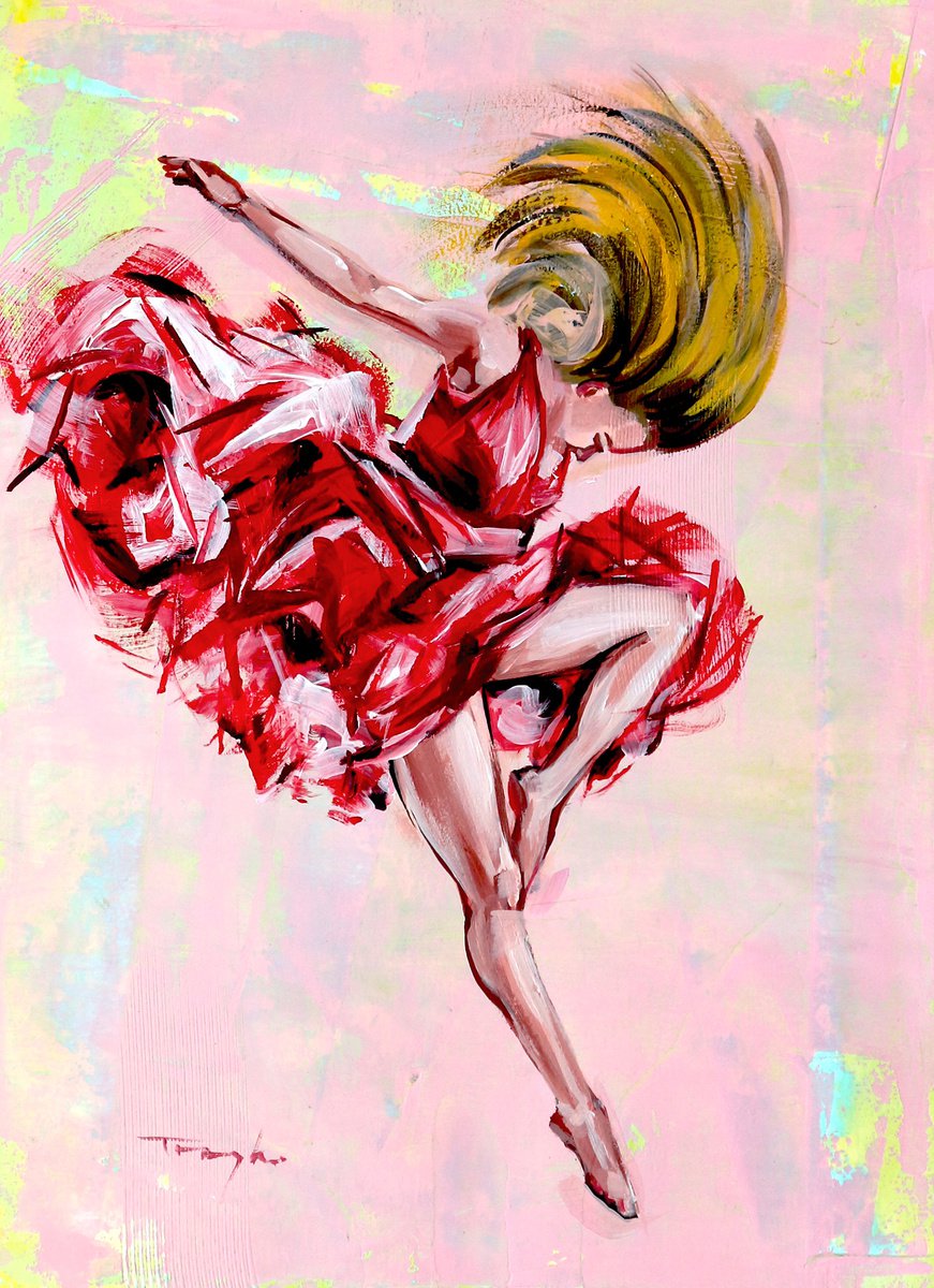 Expressive Portrait Painting By Trayko Popov, 10 X 14", Ballerina, Original Artwork