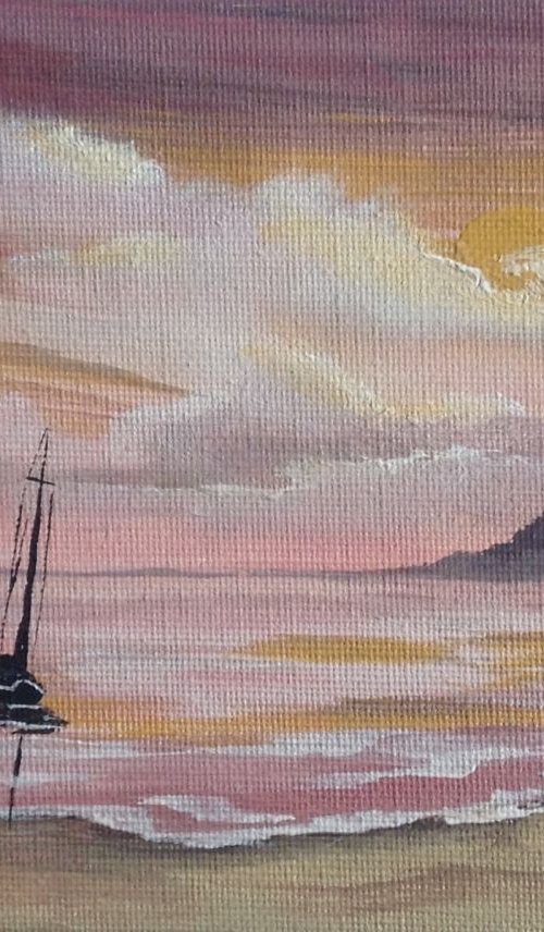 Evening tide on a mini canvas by Marja Brown